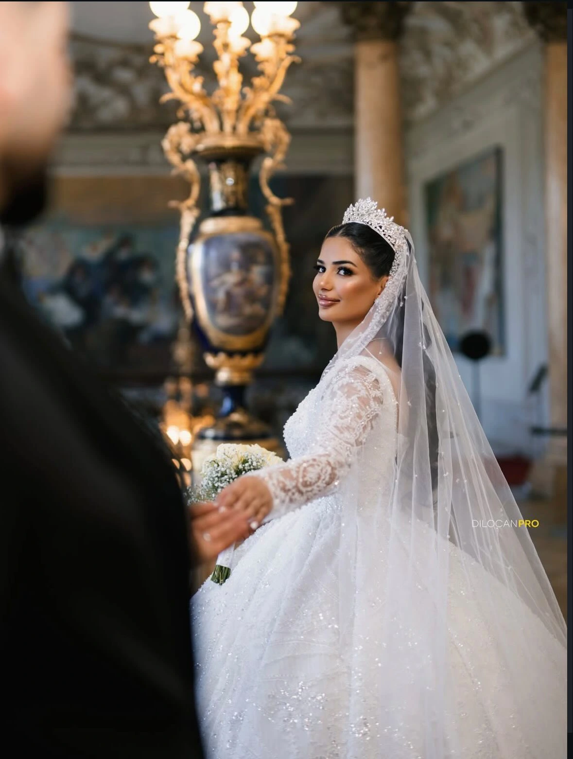Prinzessin Brautkleid mit Krone und langem Schleier